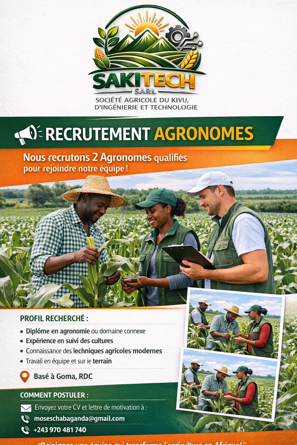 Recrutement de deux agronomes qualifiés